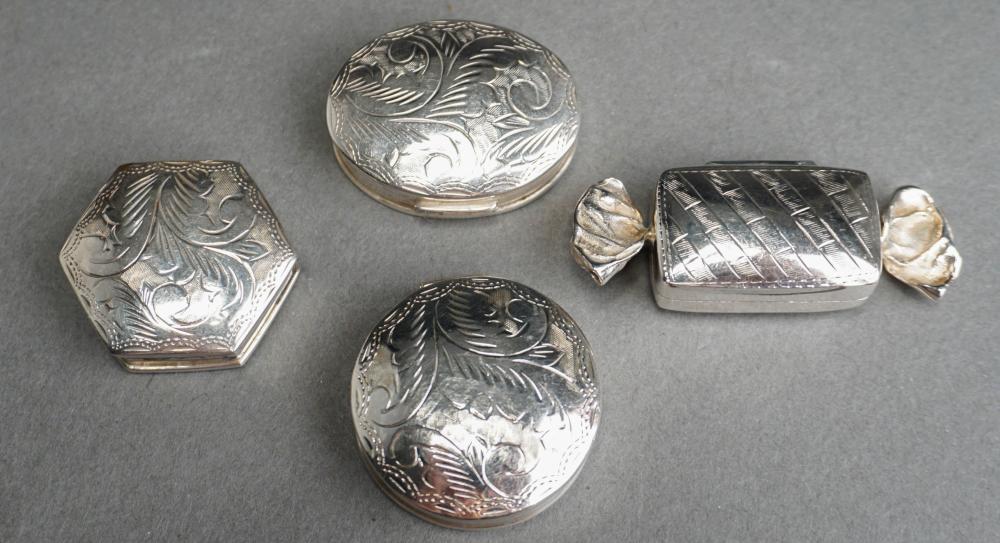 FOUR STERLING SILVER PILL BOXES  32c8e7
