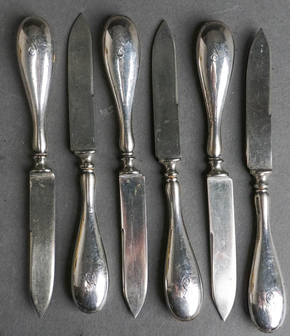 SIX STERLING SILVER HANDLE FRUIT