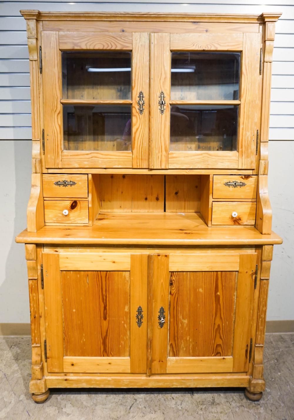 ENGLISH PINE TWO PART CABINET,