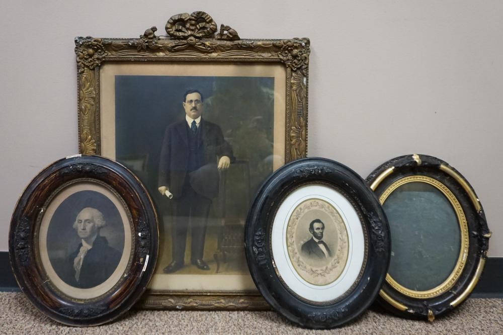 FOUR ASSORTED WORKS OF ART FRAME: