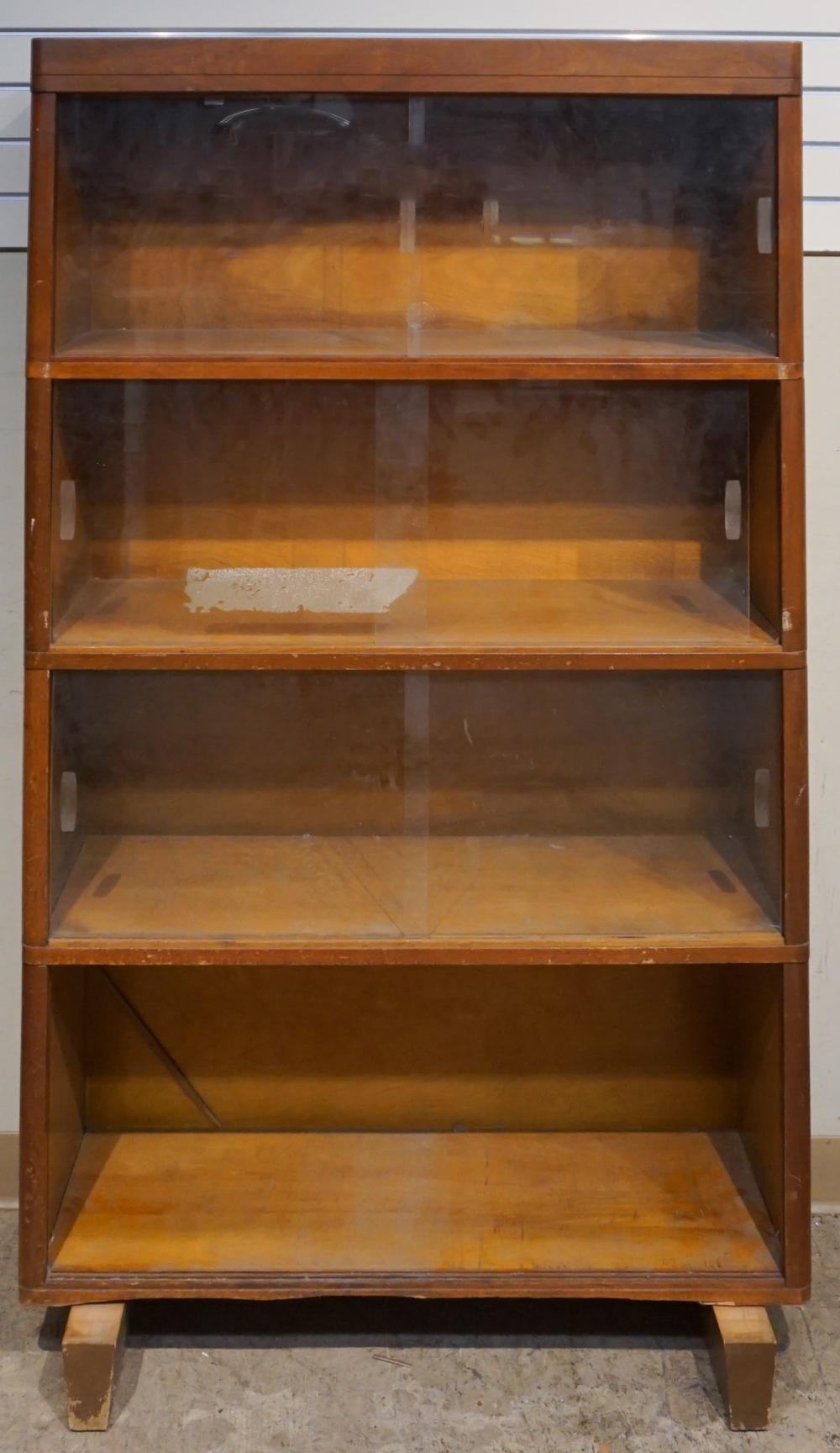 WALNUT BARRISTER STYLE BOOKCASE,