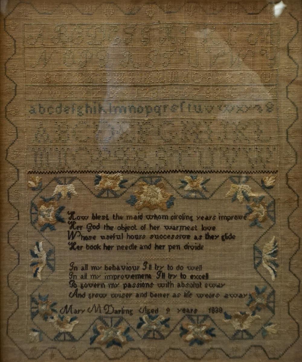 NEEDLEPOINT SAMPLER 1838 FRAME  32ca13