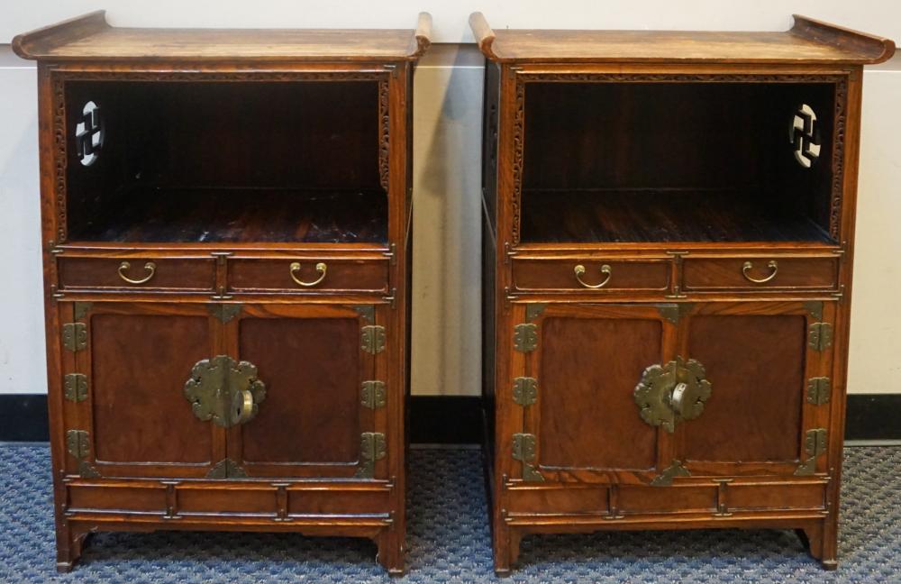 PAIR OF ASIAN BURLWOOD SIDE CABINETS  32ca20