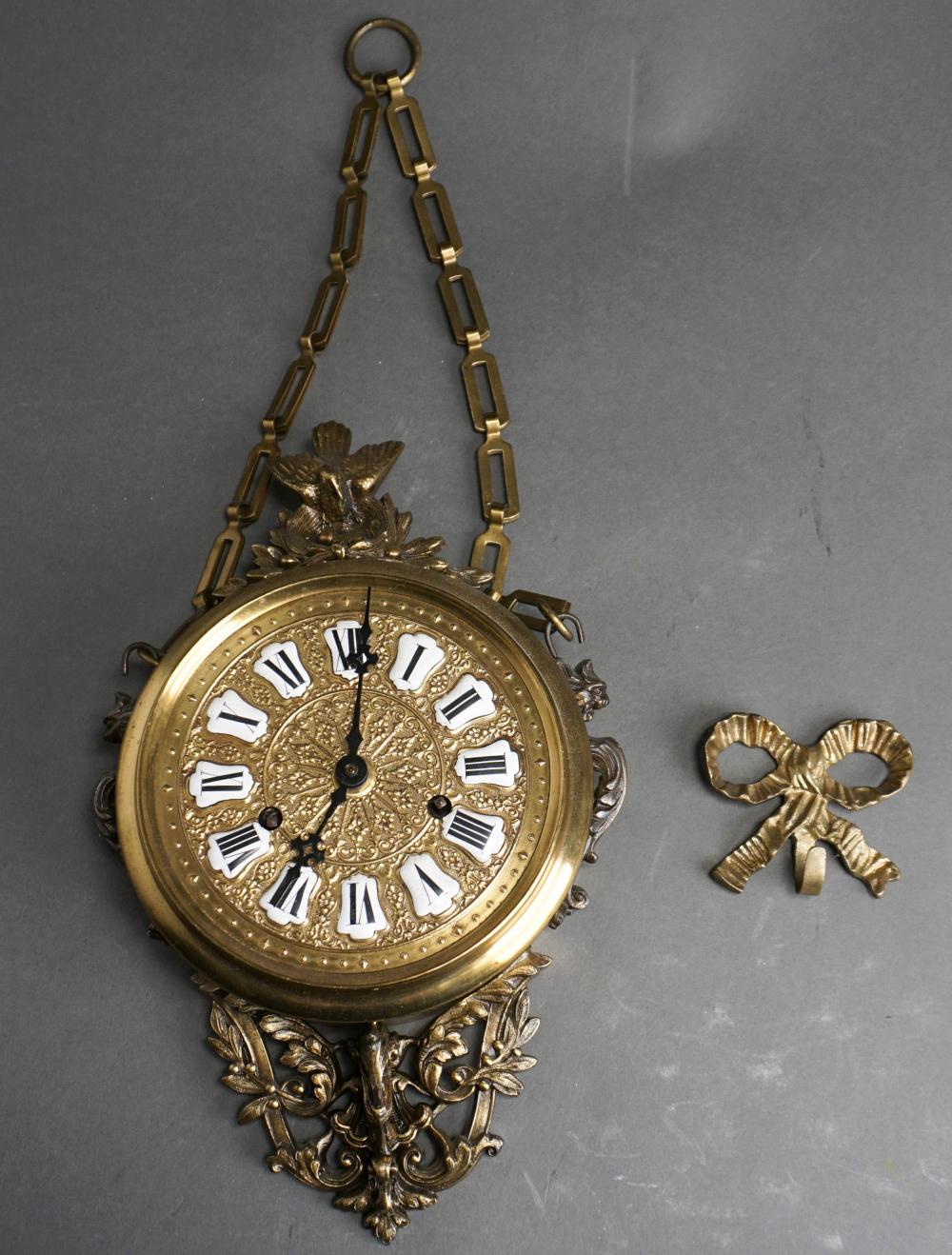 LOUIS XV STYLE BRASS HANGING CLOCK  32ca1d