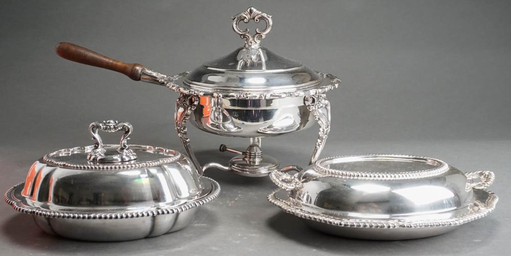TWO SILVER PLATE ENTRéE DISHES AND