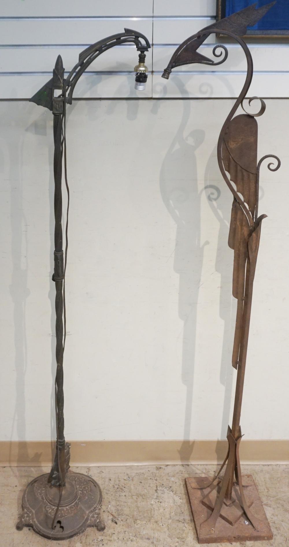 TWO METAL AND COMPOSITE FLOOR LAMPS  32ca42