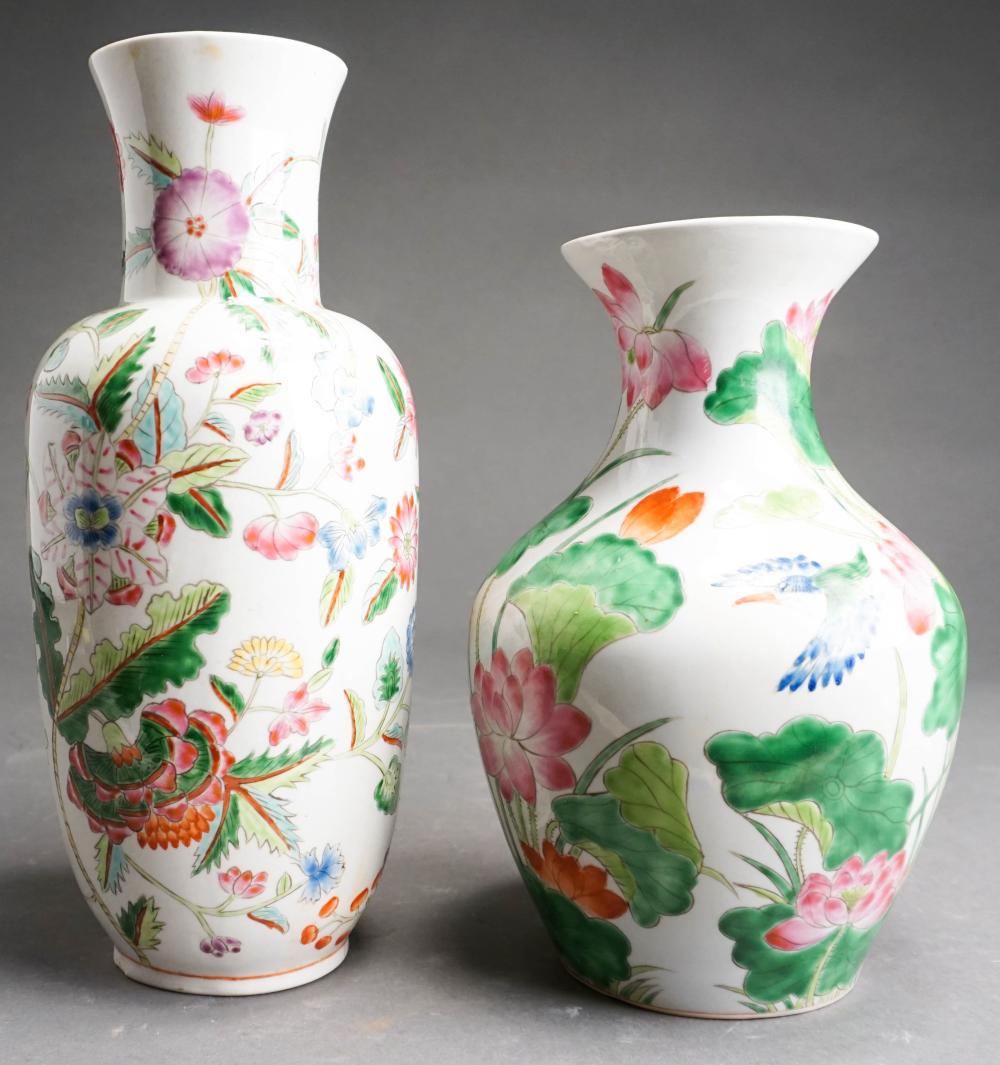 TWO CHINESE FLORAL DECORATED PORCELAIN