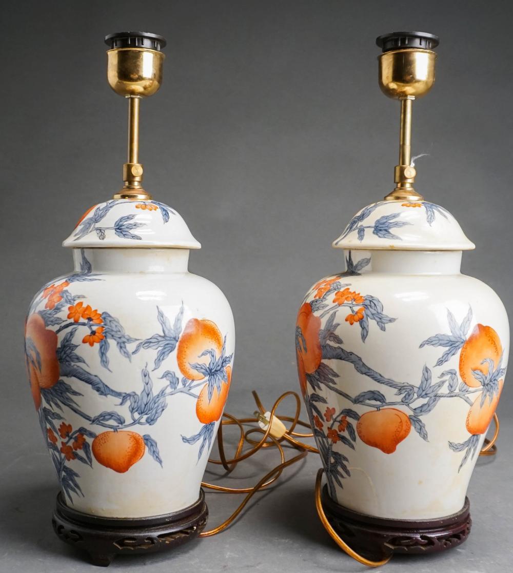 PAIR CHINESE PORCELAIN PEACH DECORATED
