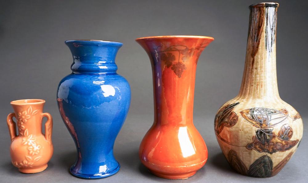 FOUR ASSORTED ART POTTERY VASES,