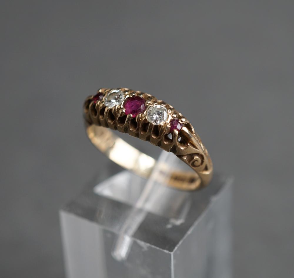 9-KARAT YELLOW-GOLD, RUBY AND DIAMOND