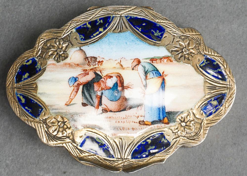 GILT 800-SILVER AND ENAMELED DECORATED