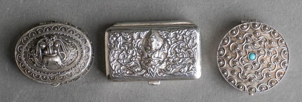 THREE STERLING SILVER PILLBOXES  32cafb