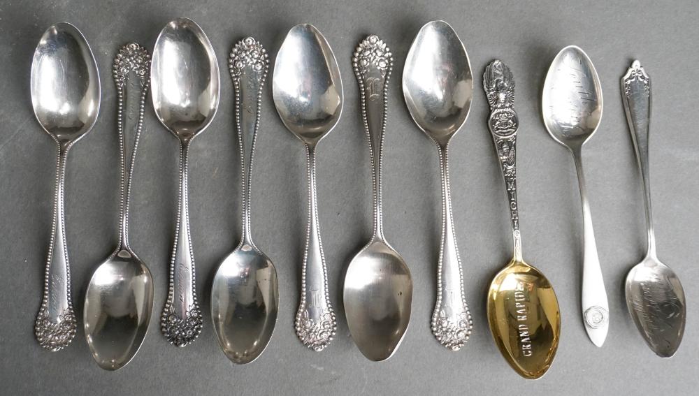 TEN AMERICAN STERLING SILVER SPOONS,