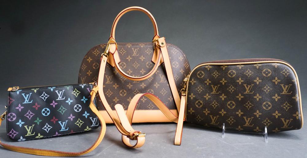 LOUIS VUITTON STYLE PURSE AND TWO