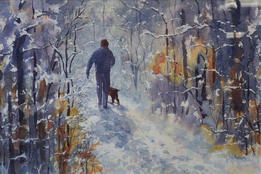 LILY ROBERTS, DOG WALK IN SNOWY WOODS,