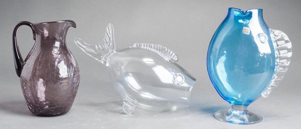 TWO GLASS FISH FORM SCULPTURES