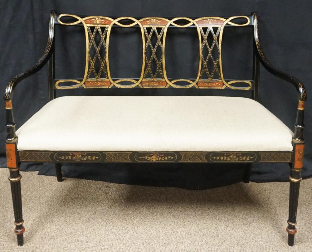 REGENCY STYLE PAINTED WOOD UPHOLSTERED 32cc76