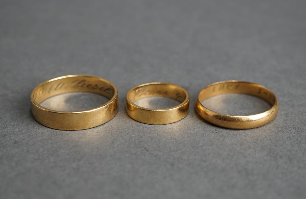 TWO 14-KARAT YELLOW-GOLD WEDDING