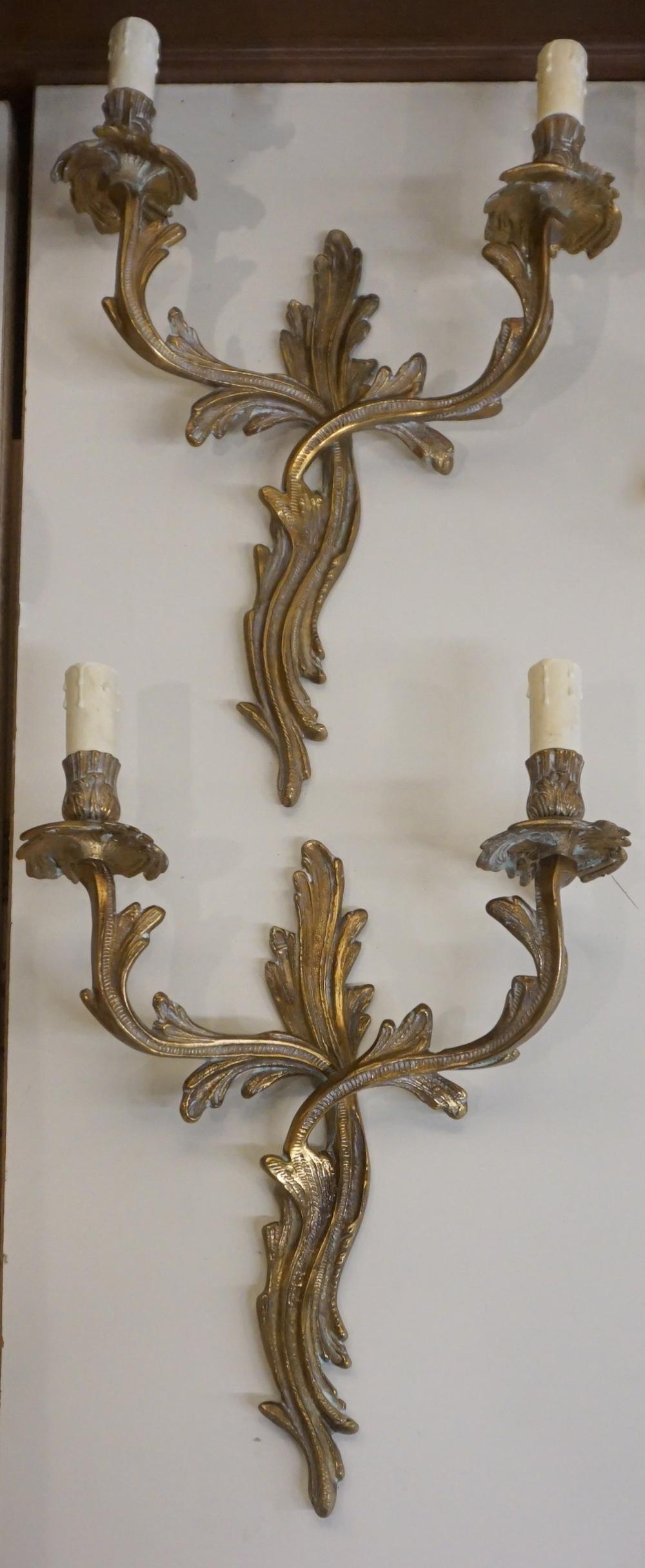 ROCOCO STYLE BRASS TWO LIGHT SCONCES  32cd4b