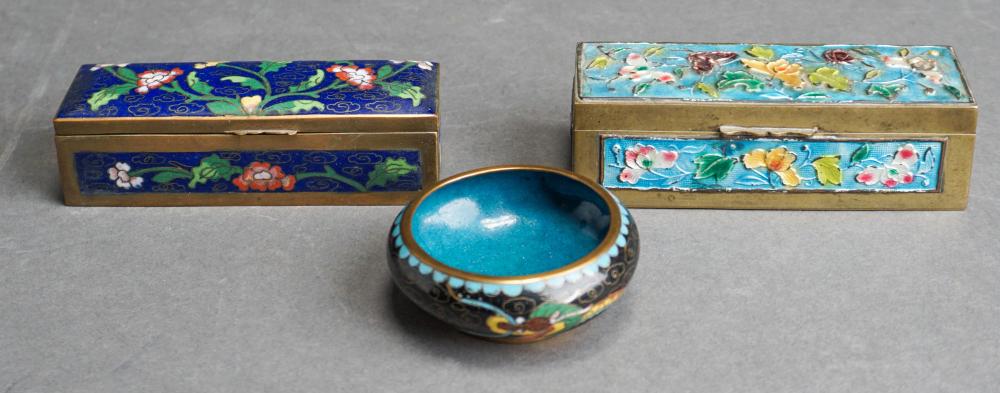 TWO CHINESE CLOISONNE ENAMEL HINGED