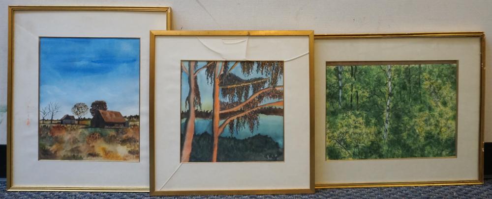 THREE WATERCOLOR LANDSCAPES (TWO