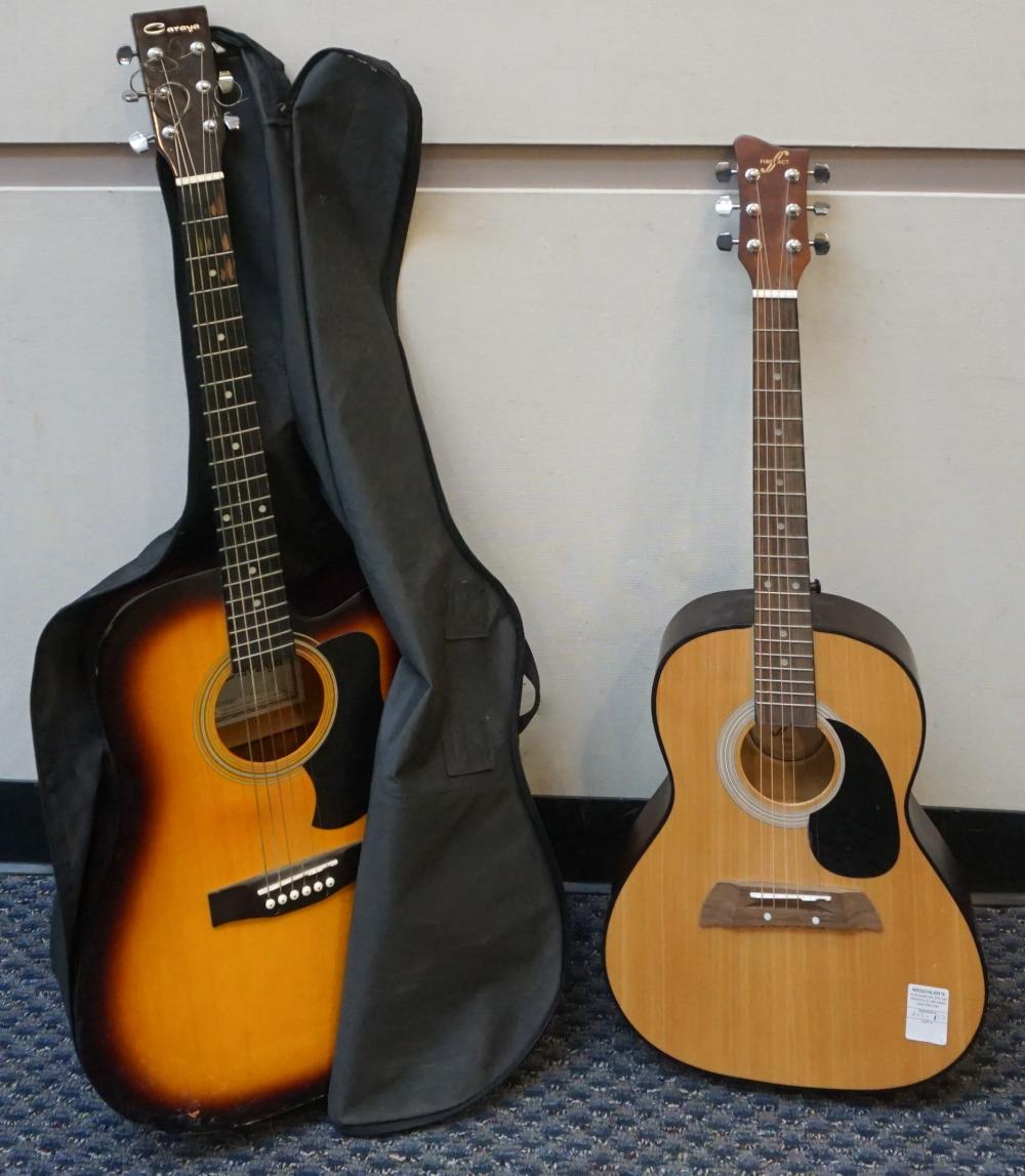 TWO ACOUSTIC GUITARS, ONE WITH