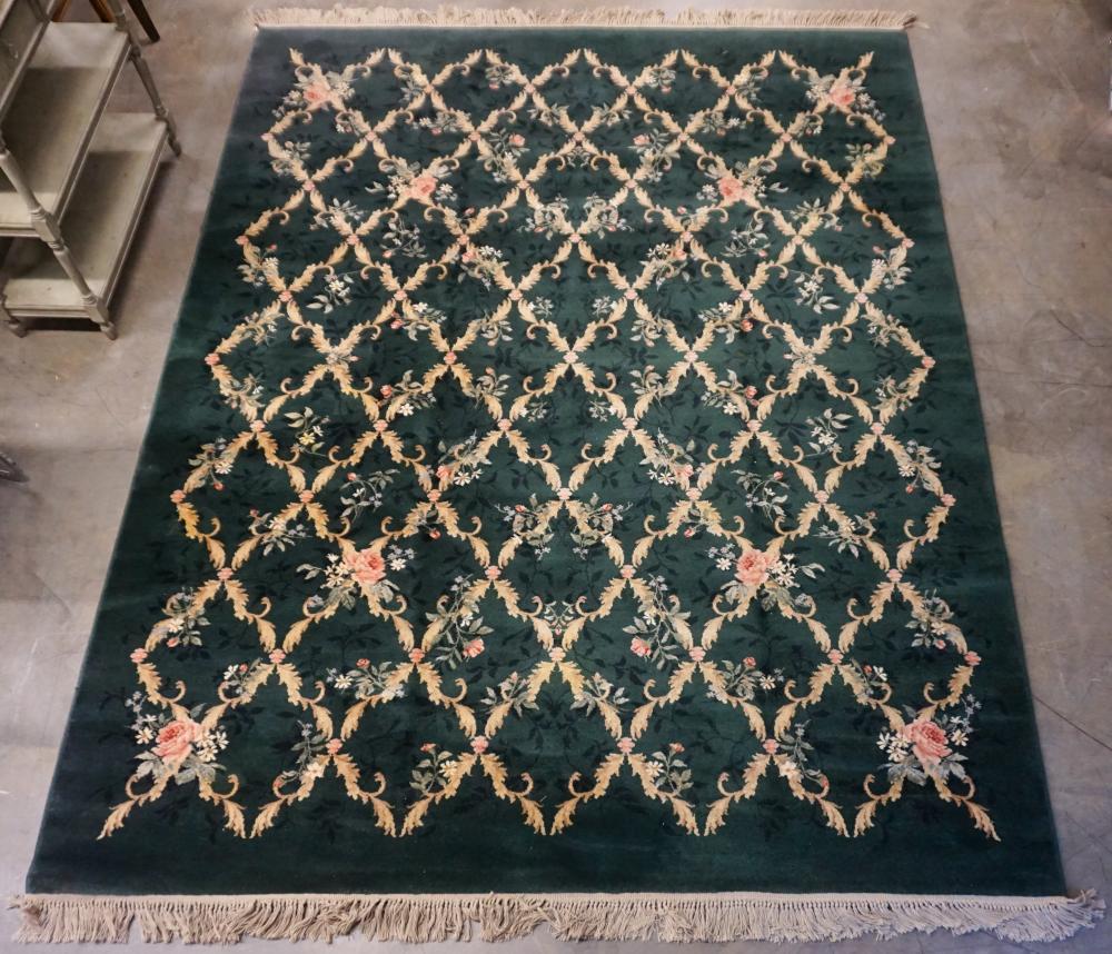 FLORAL DESIGN GREEN GROUND MACHINE MADE 32ce62