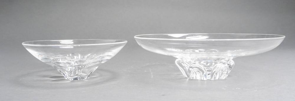 TWO STEUBEN CRYSTAL CLEAR GLASS