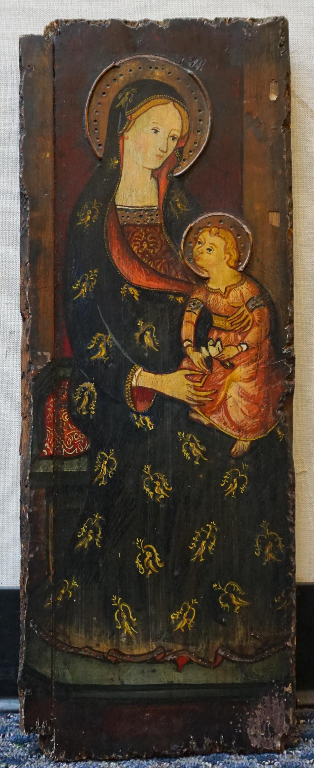 PROBABLY ENGLISH PAINTED WOOD ICON 32ce76