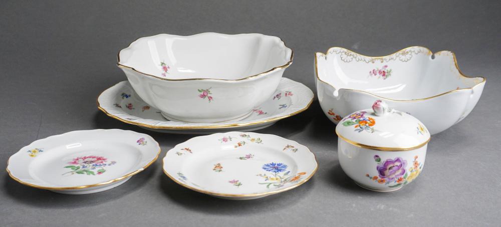 TWO MEISSEN FLORAL DECORATED BOWLS,