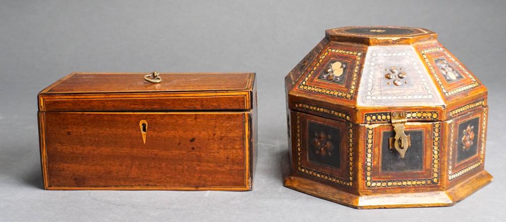 ENGLISH INLAID MAHOGANY TEA CADDY 32ceb8