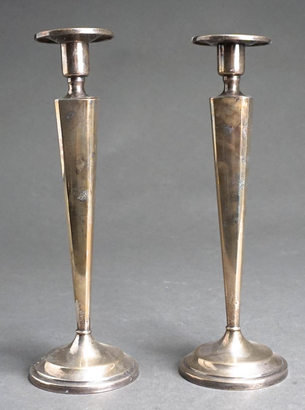 PAIR WEIGHTED STERLING SILVER CANDLESTICKS  32cf63