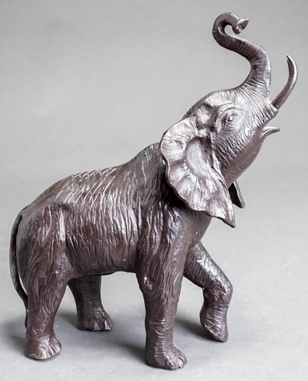 PATINATED METAL FIGURE OF AN ELEPHANT,