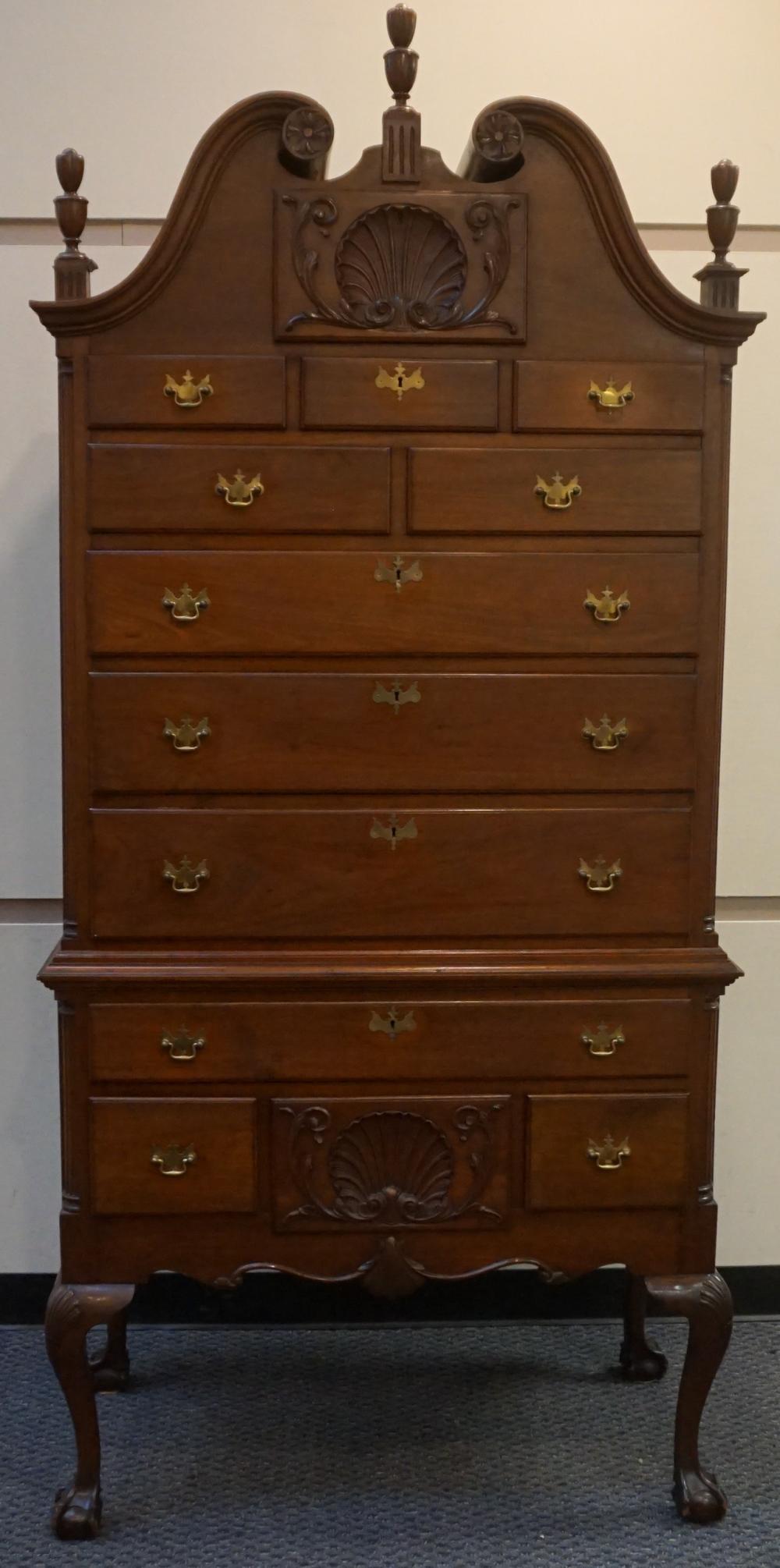 CHIPPENDALE STYLE WALNUT HIGHBOY  32a8c4