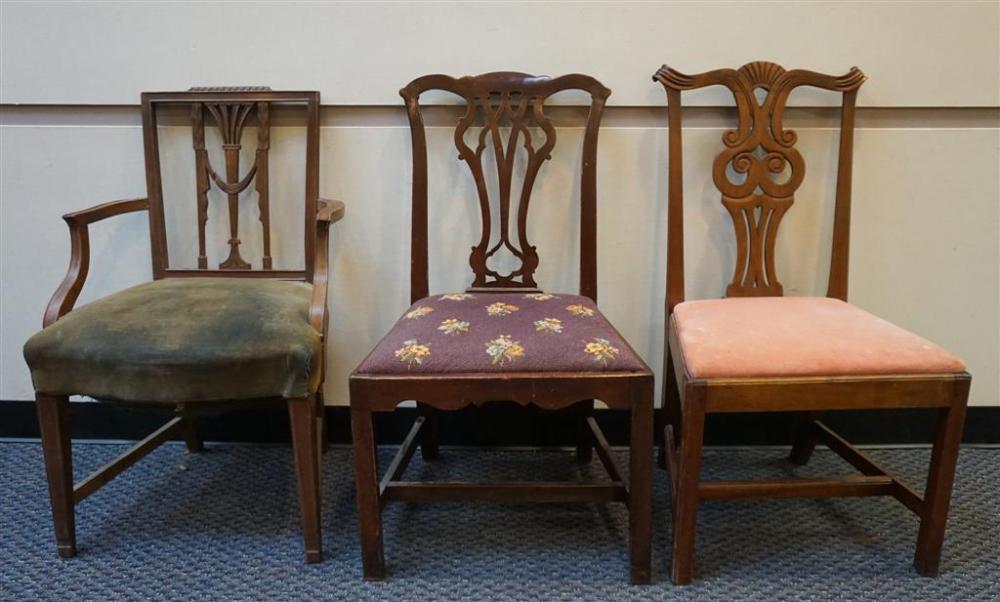 TWO CHIPPENDALE MAHOGANY SIDE CHAIRS