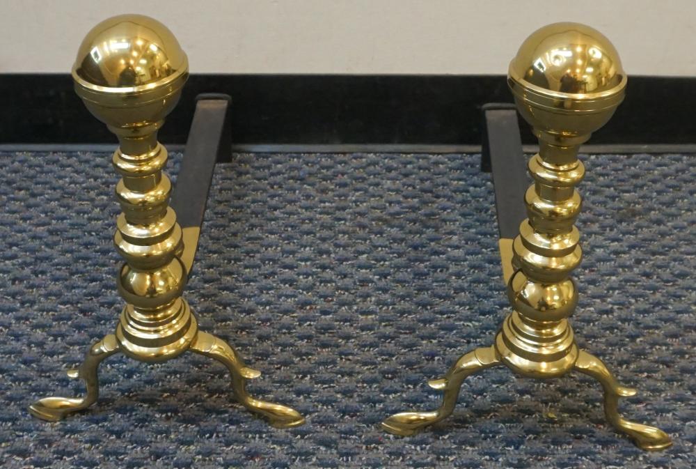 PAIR FEDERAL STYLE BRASS CANNONBALL