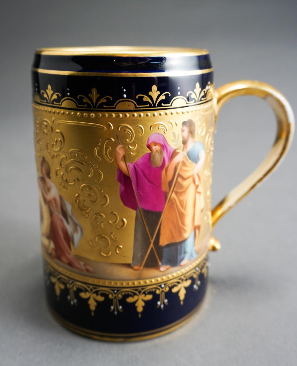 ROYAL VIENNA TYPE GILT AND ENAMEL DECORATED