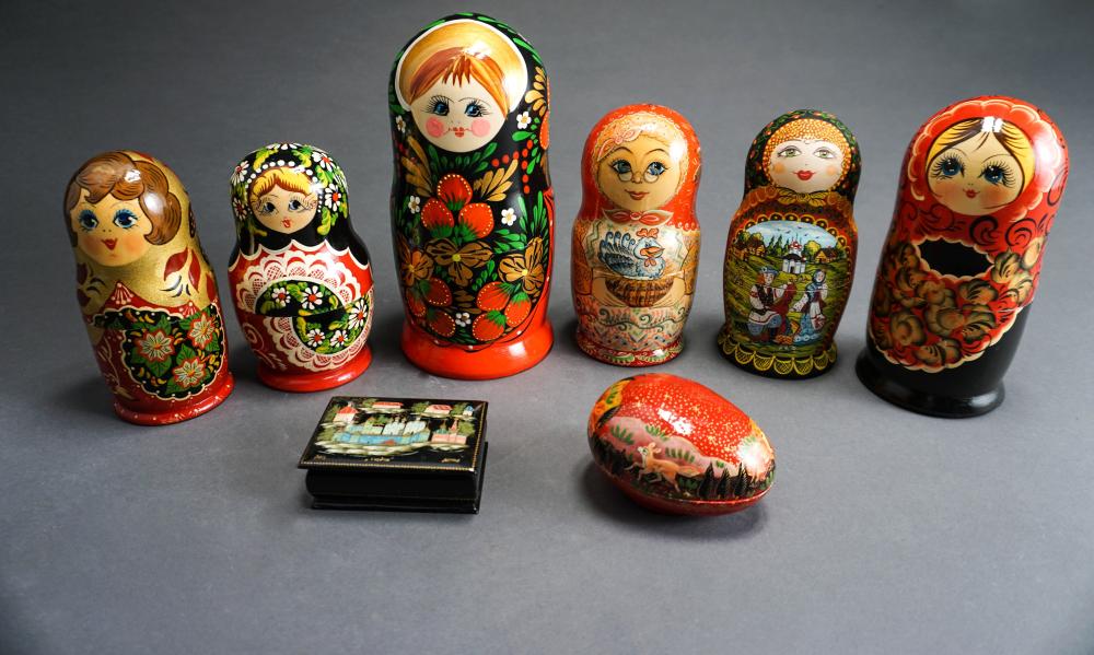 COLLECTION OF SIX RUSSIAN LACQUER NESTING