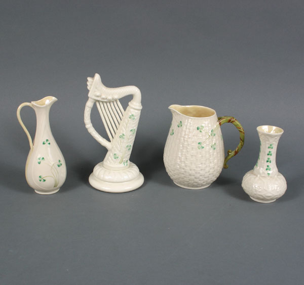 Four Belleek porcelain articles;