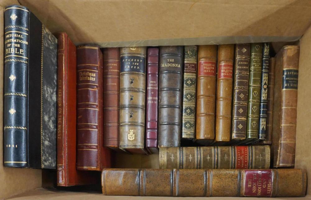 EIGHTEEN ASSORTED LEATHER BOUND