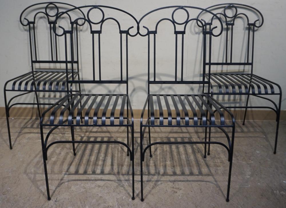 SET OF FOUR BLACK PAINTED IRON