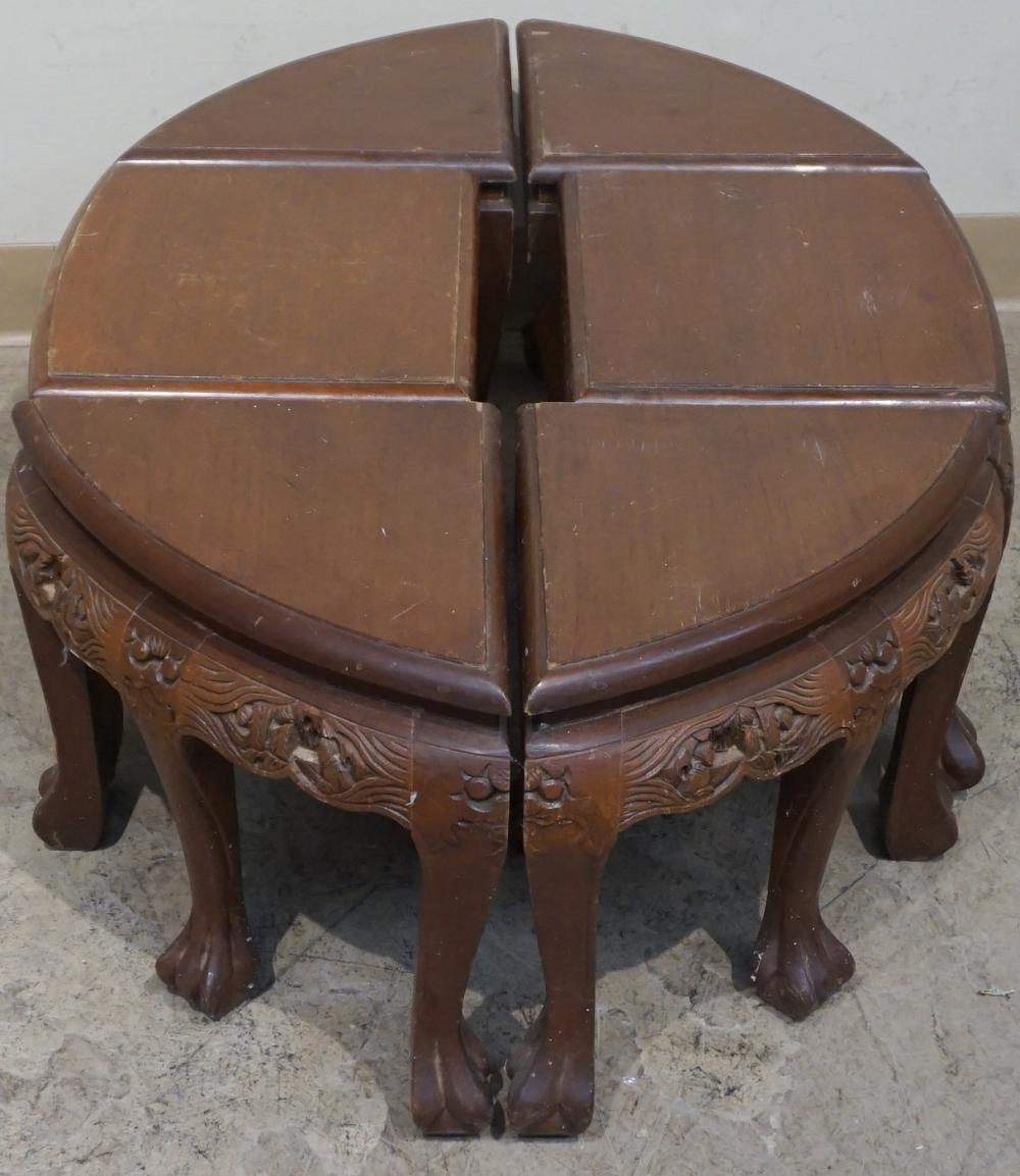 SIX-PIECE CHINESE CARVED HARDWOOD