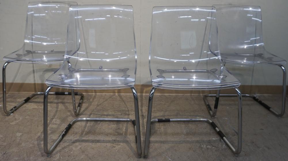 SET OF FOUR CLEAR ACRYLIC SIDE CHAIRS