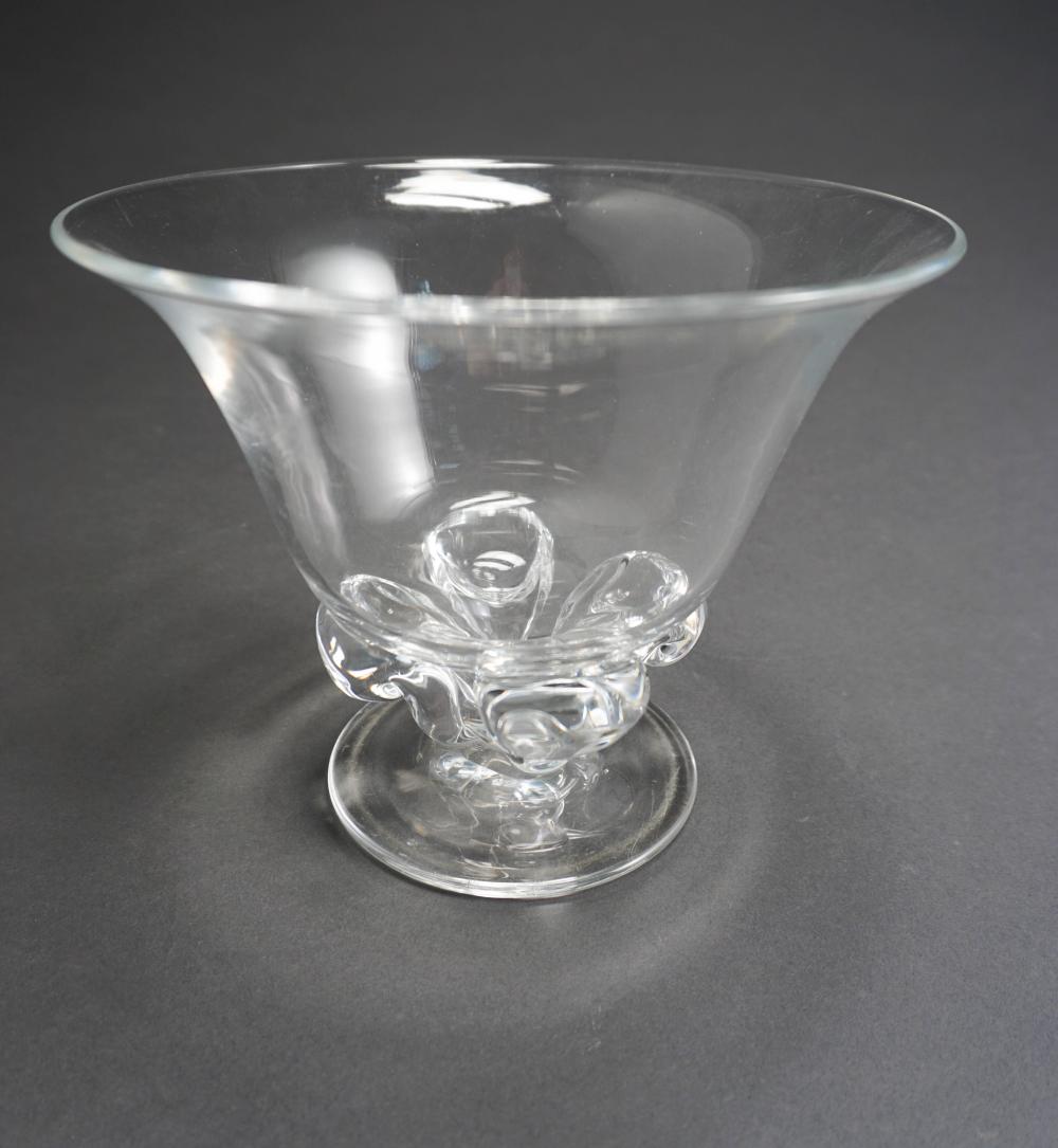 STEUBEN CRYSTAL FOOTED VASE, H: