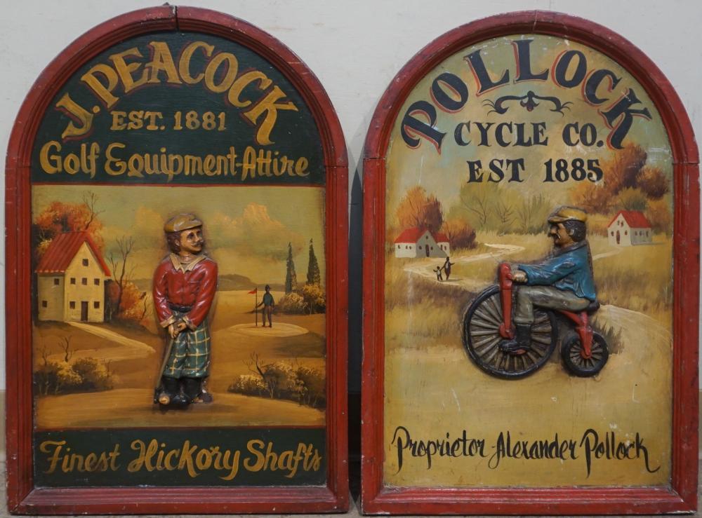 TWO REPRODUCTION PAINTED WOOD AND