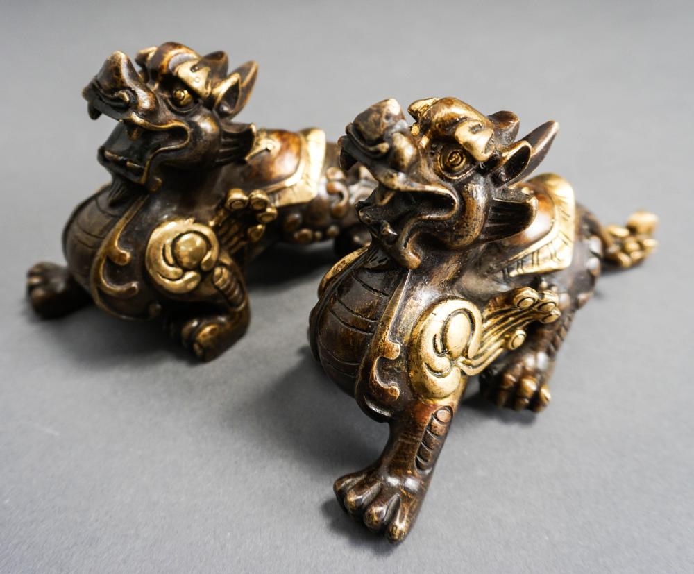 PAIR CHINESE PARCEL GILT BRONZE