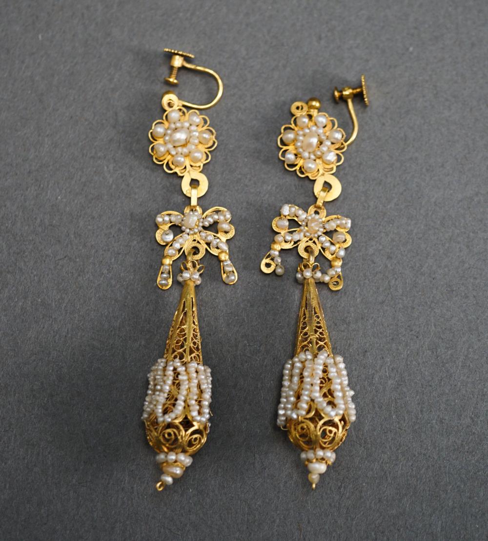 PAIR OF TESTED 14-KARAT YELLOW-GOLD