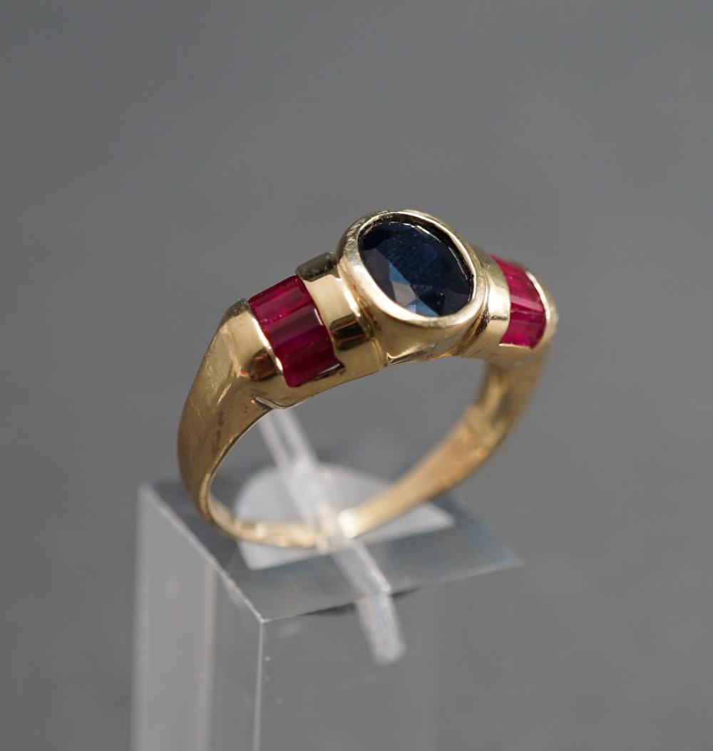 14-KARAT YELLOW-GOLD, BLUE SAPPHIRE