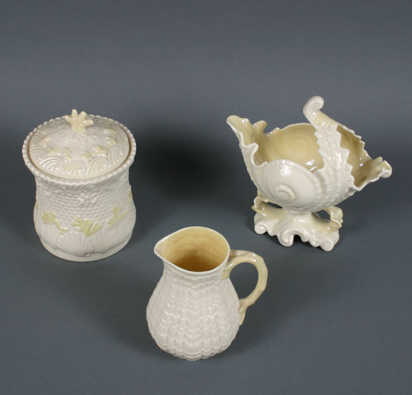 Three Belleek porcelain items;