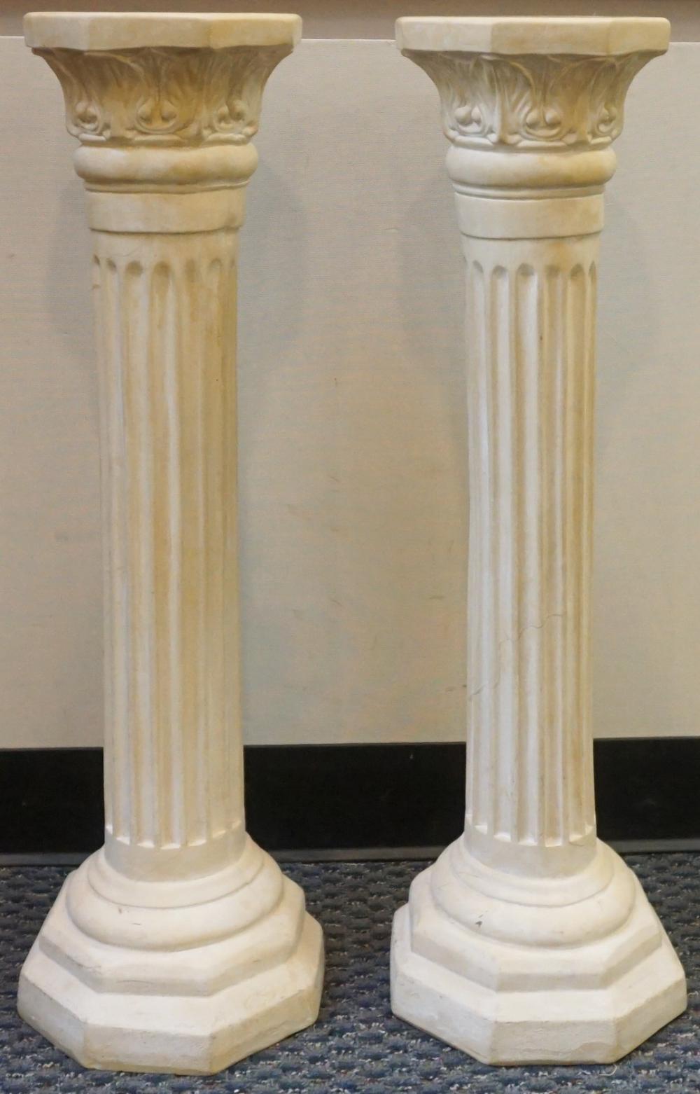 PAIR PAINTED COMPOSITION PEDESTALS  32aceb